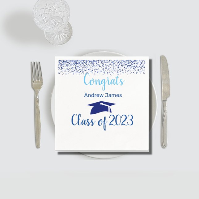 blue confetti 2024 graduation  -  Congrats  Napkin (Creator Uploaded)