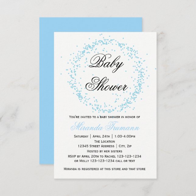 Blue Confetti - 3x5 Baby Shower Invitation (Front/Back)