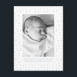 Blue Confetti Baby Birth Announcement Postcard<br><div class="desc">Introduce your newborn with a soft and timeless birth announcement postcard. This design features a delicate confetti-style dot pattern in dusty blue tones surrounding a clean, photo-forward layout, creating a gentle and modern way to share your baby’s arrival. Personalise with your baby’s name, birth date, weight, and length to create...</div>