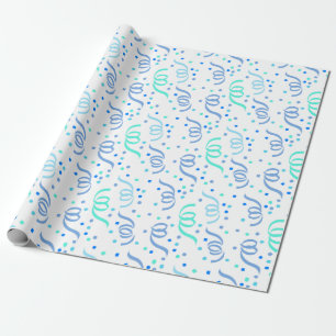 Blue Confetti Birthday Wrapping Paper