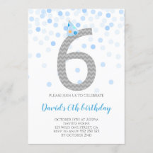 Blue Confetti Boy Party 6th Birthday