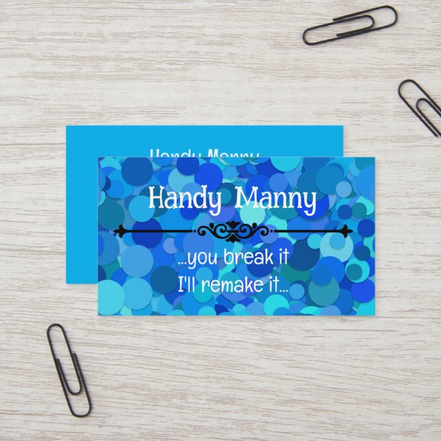 Blue confetti glitter CUSTOM Business Card (Front/Back In Situ)