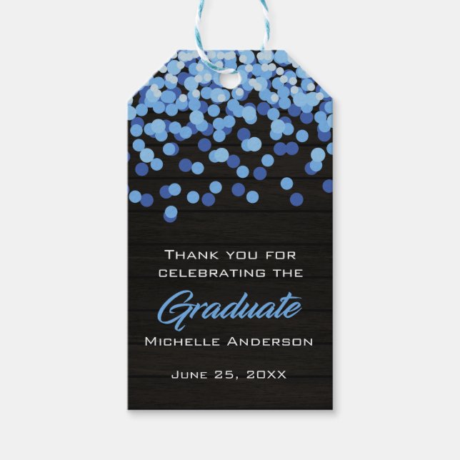 Blue Confetti Graduate Thank You Graduation Tag (Front)