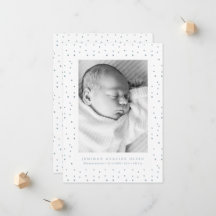 Blue Confetti Newborn Photo Birth Announcement