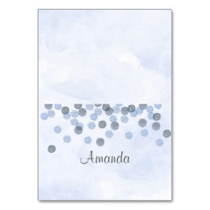 Blue Confetti Watercolor Place Card