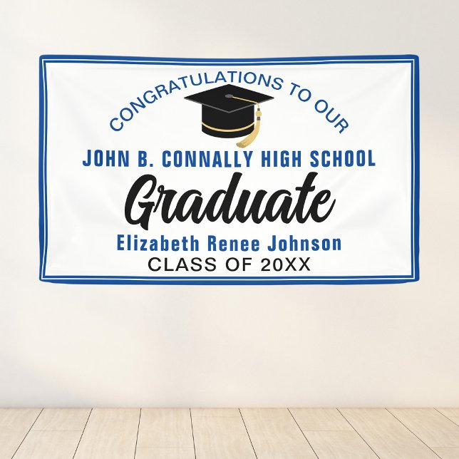 Blue Congratulations Graduate Customised Party Banner (Creator Uploaded)