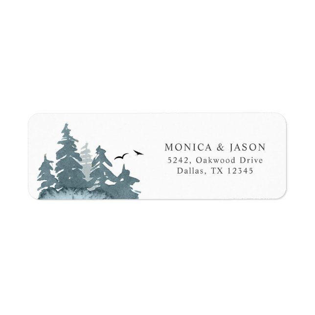 Blue Coniferous Forest & Mountain Return Address (Front)