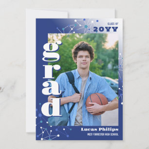 Blue Connections 2 in 1 Photo Graduation Invitation