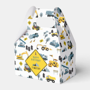 Blue Construction Trucks & Site Theme Birthday Favour Box