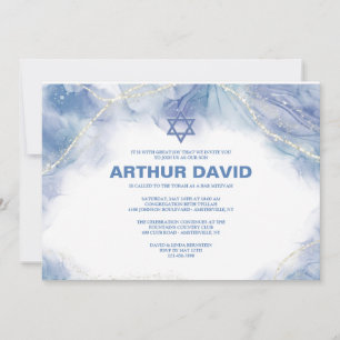 Blue Contemporary Bar Mitzvah  Invitation
