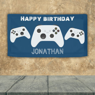 BLUE CONTROLLER GAMER LEVEL UP FAVOR BAG BANNER