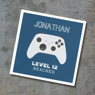 BLUE CONTROLLER GAMER LEVEL UP FAVOR BAG NAPKIN