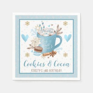 Blue Cookies & Cocoa 2nd Birthday Party Napkin