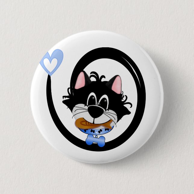 Blue Cool Cat 6 Cm Round Badge (Front)
