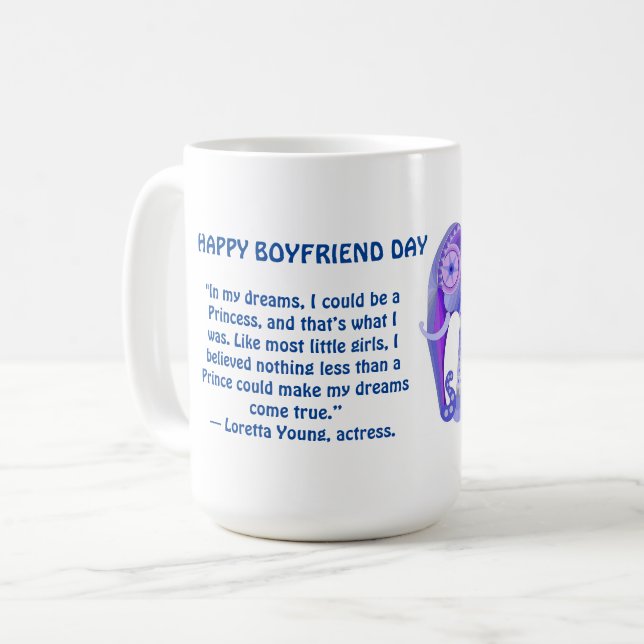 BLUE COOL ELEPHANT FOR BOYFRIEND- COFFEE MUG (Front Left)