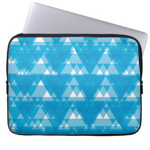 Blue, cool, modern, trendy overlapped triangles laptop sleeve