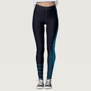 Blue, cool, modern, trendy, simple curvy lines leggings