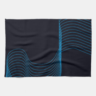Blue, cool, modern, trendy, simple curvy lines tea towel