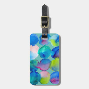 Blue cool watercolor abstract art luggage tag