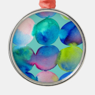 Blue cool watercolor abstract art metal tree decoration