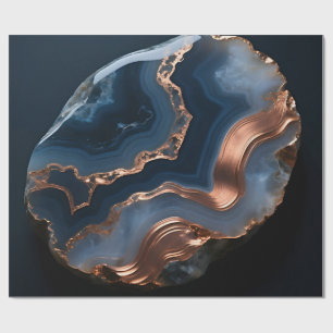 Blue Copper Banded Agate Gemstone Close Up Wrapping Paper