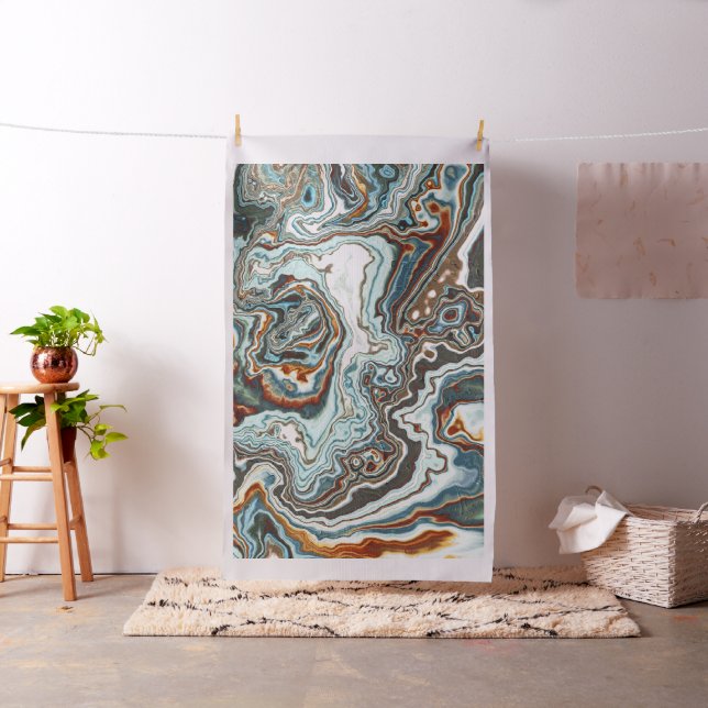Blue Copper Marble Geode Flow Fabric (In Situ)