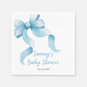 Blue Coquette Bow Baby Shower Napkin