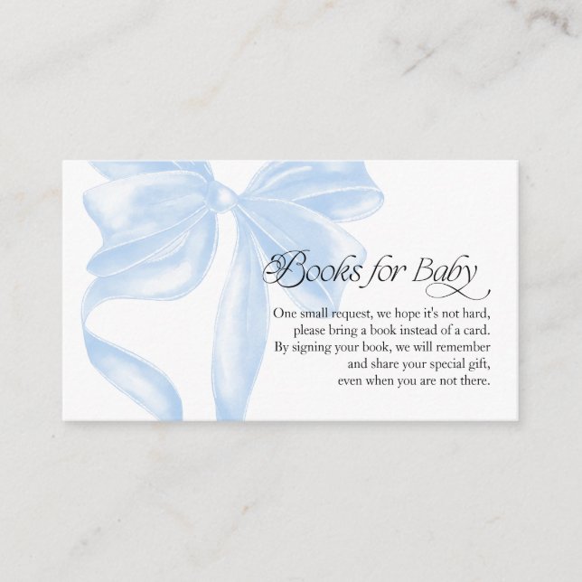 Blue Coquette Bow Books for Baby Enclosure Card (Front)