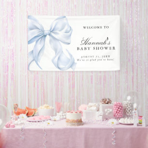 Blue Coquette Bow Boy Baby Shower Welcome Sign