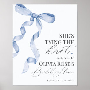 Blue Coquette Bow Bridal Shower Welcome Sign