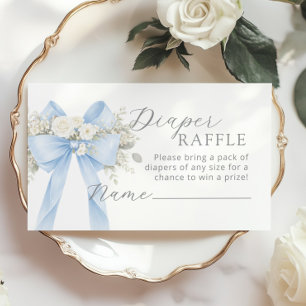 Blue Coquette Bow Diaper raffle ticket Enclosure Card
