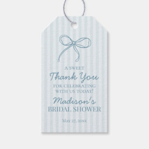Blue Coquette Bow Pastel Bridal Shower Favour Gift Tags