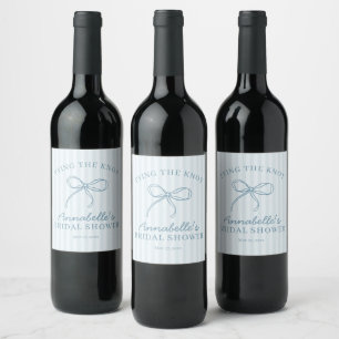 Blue Coquette Bow Pastel Bridal Shower Favour Wine Label