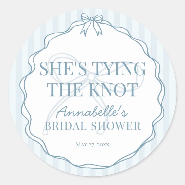 Blue Coquette Bow Pastel Bridal Shower Invite Seal (Front)