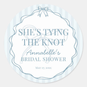 Blue Coquette Bow Pastel Bridal Shower Invite Seal