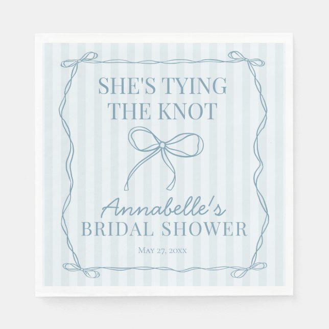 Blue Coquette Bow Pastel Bridal Shower Table Decor Napkin (Front)