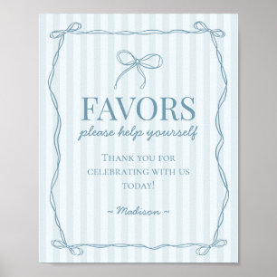 Blue Coquette Bow Pastel Favours Sign