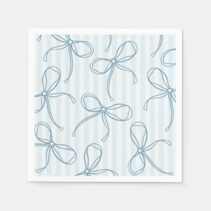 Blue Coquette Bow Pastel Striped Table Decor Napkin