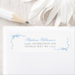 Blue Coquette Bow Return Address