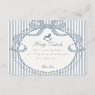 Blue Coquette Bow Rocking Horse Details Enclosure Card