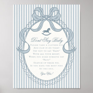 Blue Coquette Bow Rocking Horse Dont Say Baby Poster