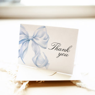 Blue Coquette Bow Shower Thank You Card