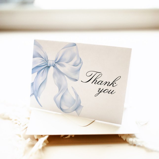 Blue Coquette Bow Shower Thank You Card (Creator Uploaded)