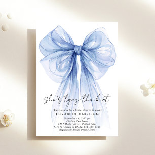 Blue Coquette Bow Watercolor Bridal Shower Invitation