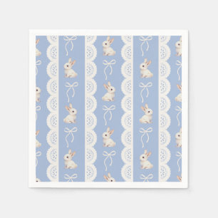 Blue Coquette Bow Watercolor Bunny Paper Napkin