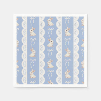 Blue Coquette Bow Watercolor Bunny Paper Napkin
