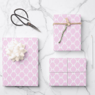 Blue Coquette Bows, Trellis, Preppy  Wrapping Paper Sheet