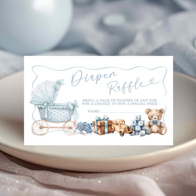 Blue Coquette Carriage Baby Shower Diaper Raffle Enclosure Card (Creator Uploaded)
