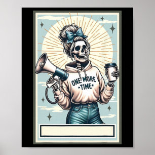 Blue Coquette Cheer Coach Skeleton Tarot Card Chee Poster