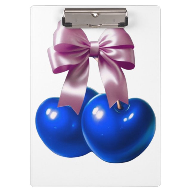 Blue Coquette Cherry Bow Aesthetic Soft Life  Clipboard (Front)